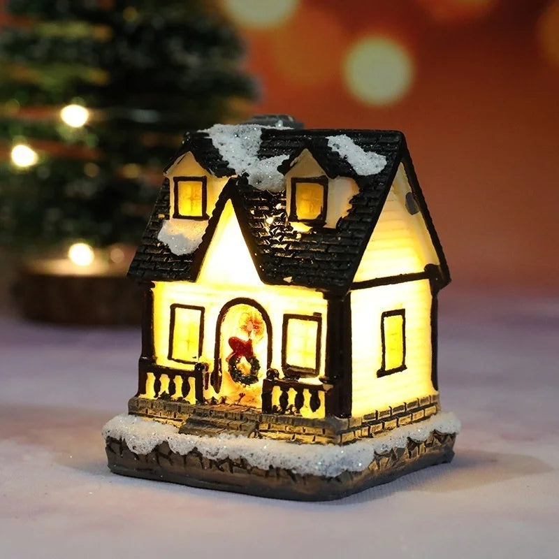 Nouvelles décorations de noël en résine, petite maison, Micro paysage, petits ornements, cadeaux de noël