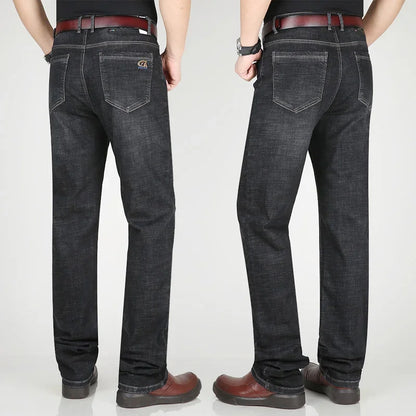Jean d'été noir 117CM Extra Long grand hommes droit mince étiré taille haute homme Denim pantalon grande taille 42 44 grand pantalon