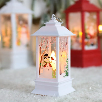 Lanterne de noël père noël, bonhomme de neige, élan, veilleuse, fête de vacances, lampe à vent, ornement de bureau, fournitures de décoration pour la maison