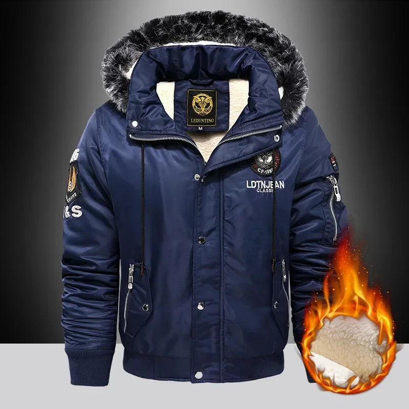 Parka épaisse en duvet pour homme, manteau surdimensionné en velours épais, marque garde au chaud, noir, bleu, rouge, veste rembourrée, hiver 2024