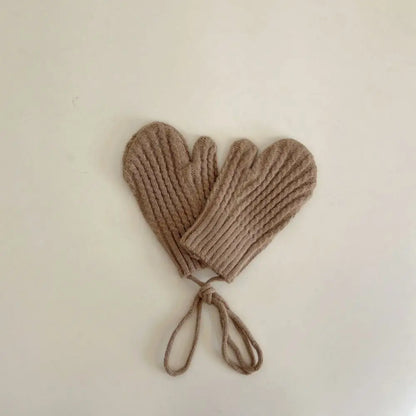 Gants en tricot résistants au froid pour enfants, mitaines chaudes, gants à laçage décontractés, document solide, automne, hiver, nouveau