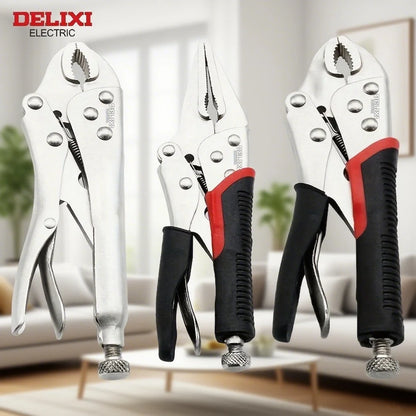 DELIXI – pince de verrouillage électrique de 5/6/7 pouces, pince de verrouillage à mâchoire incurvée, pince droite à Long nez, outils de soudage multifonctions