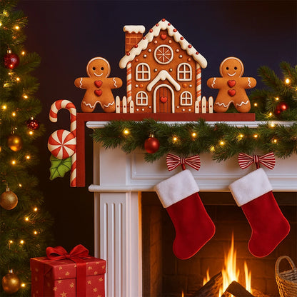 Cadre de porte en bois bonhomme en pain d'épice de noël, décoration de joyeux noël pour la maison, ornement de noël 2025, nouvel an 2026