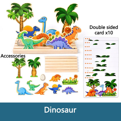 Jeu de pensée logique en bois pour enfants, puzzle de scène d'animaux de ferme, jeu de construction assorti, formation à l'imagination, jouets éducatifs Montessori