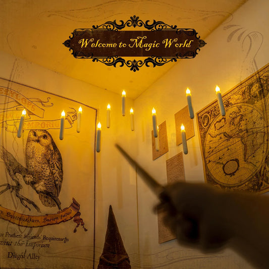 Baguette Magique LED Flottante pour Halloween, Fonctionne à Distance, Harry Potter, Batterie Flottante ci-après, Décoration Lumineuse Chaude