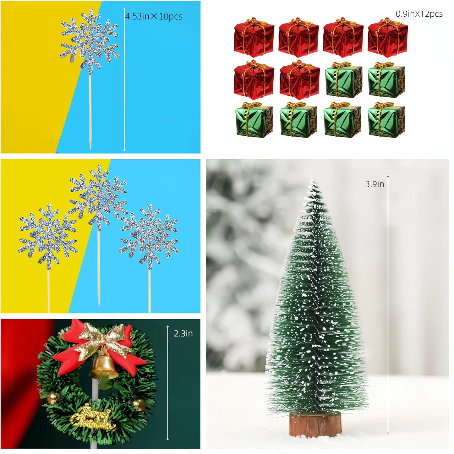 Décoration de Gâteau de Noël, Bonhomme de Neige, Arbre, Chi, 30 Pièces