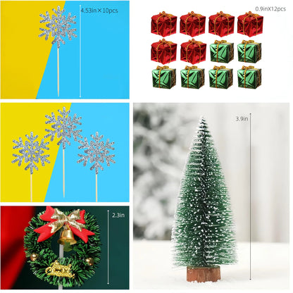 Décoration de Gâteau de Noël, Bonhomme de Neige, Arbre, Chi, 30 Pièces