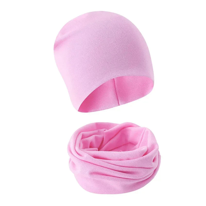 1-14Y automne hiver couleur unie doux chaud activités de plein air casquette écharpe pour filles et garçons infantile chapeaux ensemble enfants bonnets casquette