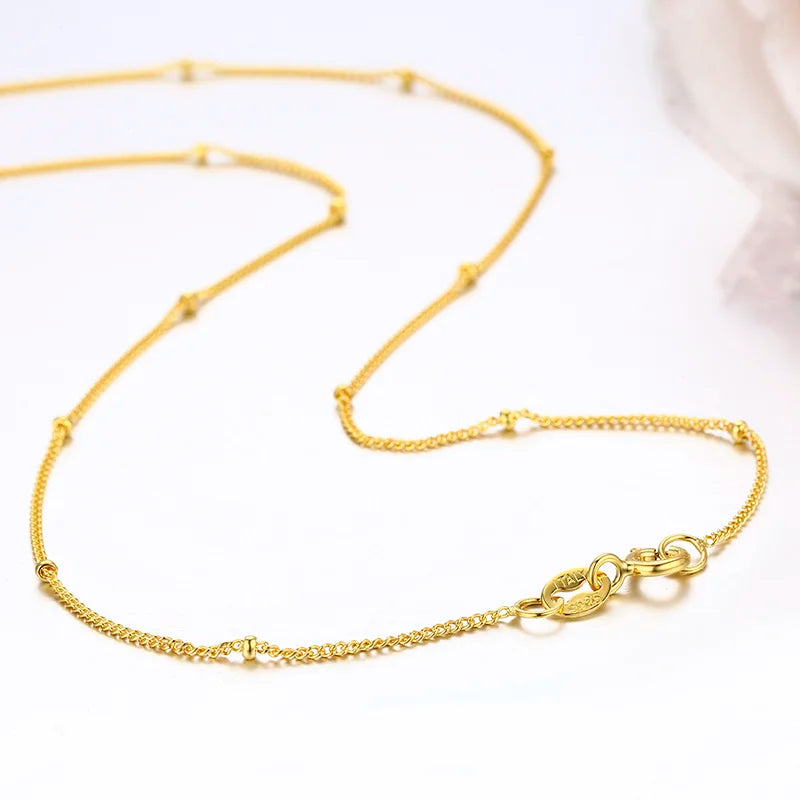 35-80 cm réel 925 en argent Sterling avec perles de couleur or gourmette chaîne colliers ras du cou pour femmes filles bijoux Kolye Collares Ketting