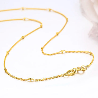 35-80 cm réel 925 en argent Sterling avec perles de couleur or gourmette chaîne colliers ras du cou pour femmes filles bijoux Kolye Collares Ketting