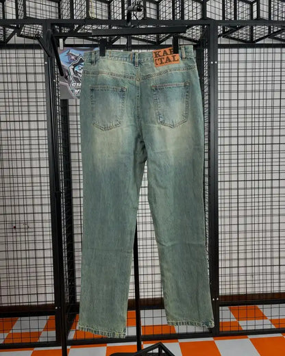 Streetwear Vintage bijou strass jean Y2K vêtements hommes femmes Hip Hop lavé Baggy jean taille basse pantalon à jambes larges