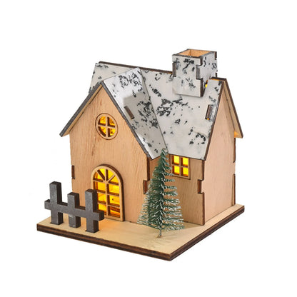 Maison en bois avec lumière LED pour Noël, cabine Shoous, décorations de joyeux Noël, ornements d'arbre de Noël bricolage, cadeau pour enfants, nouvel an