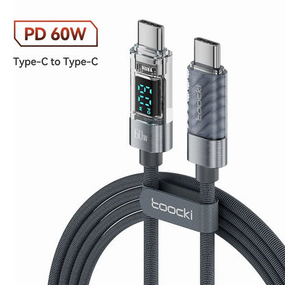 Toocki USB Type-C to Type-C Cable, 100W, PD Display, Fast Charger, Transparent Cable for Xiaomi Macbook