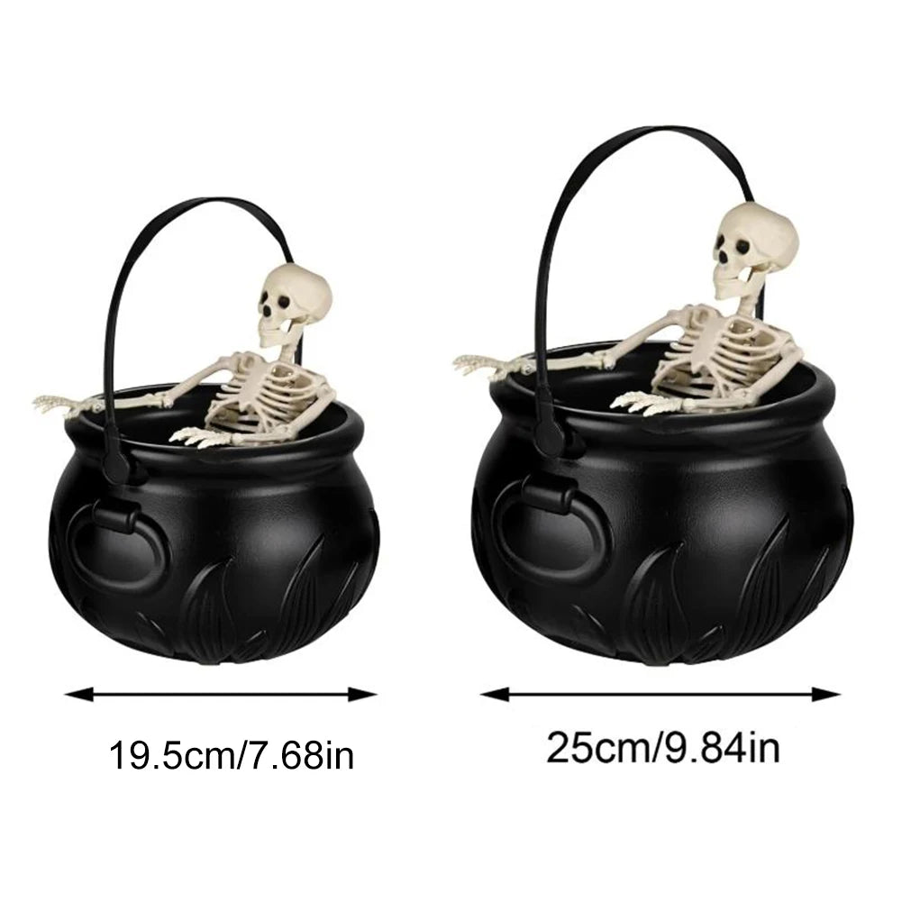 Cauldron de sorcière d'Halloween avec lumière LED et brumisateur de brouillard, décor de squelette pour fête effrayante Hocus Pocus, maison, fête d'Halloween