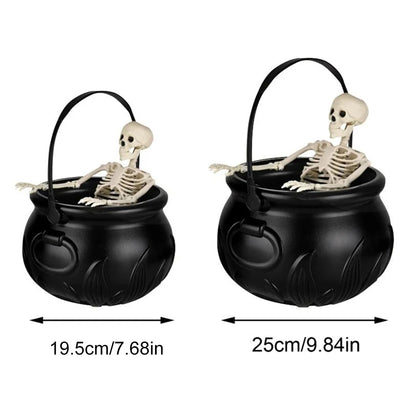 Cauldron de sorcière d'Halloween avec lumière LED et brumisateur de brouillard, décor de squelette pour fête effrayante Hocus Pocus, maison, fête d'Halloween