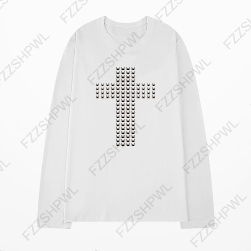 Y2K gothique esthétique femmes col incliné à manches longues T-Shirt Sexy mince Chic haut court Harajuku Rock Punk Hip Hop Hottie Streetwear