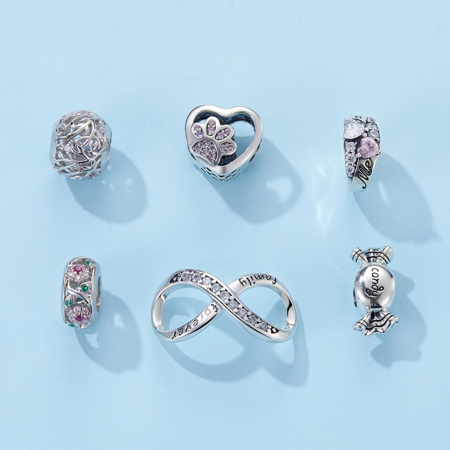 WOSTU – breloques Vintage en forme de cœur, 100% argent Sterling 925,