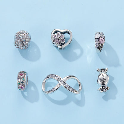 WOSTU – breloques Vintage en forme de cœur, 100% argent Sterling 925,