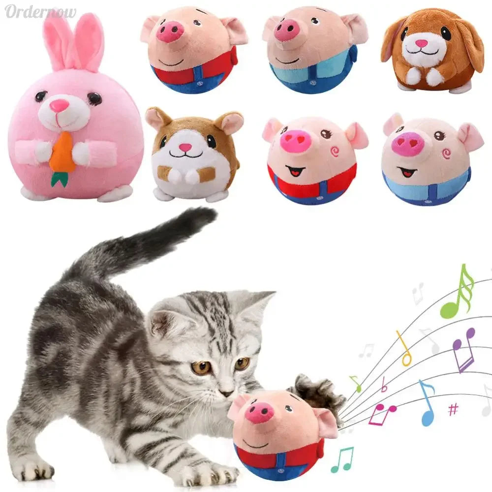 Jouet en peluche cochon de dessin animé pour animaux de compagnie, jouet lavable parlant et mobile pour chien, balles rebondissantes pour chiens et chats