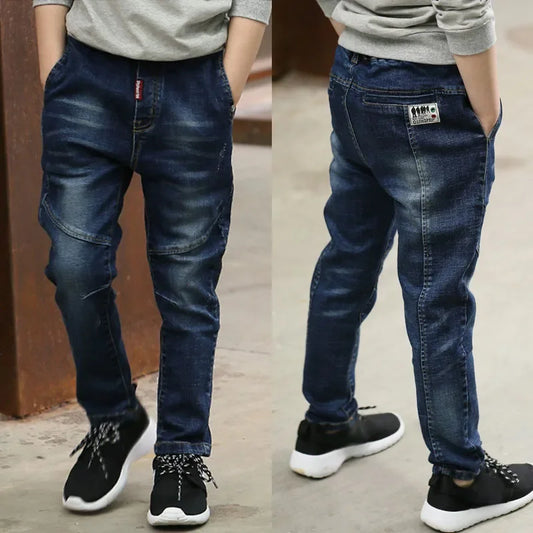 DIIMUU 4-11 ans garçons vêtements mince jean droit jeunes pantalons enfants bébé enfants Denim vêtements pantalon taille élastique bas