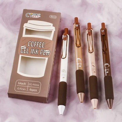 Stylo Gel 0.5mm, stylo à bille à encre de couleur noire, 4 pièces