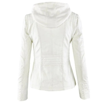 Veste en simili cuir pour femmes, manteau d'hiver féminin, veste de moto, Faux daim, sweat à capuche avec fermeture éclair en PU, vêtements d'extérieur