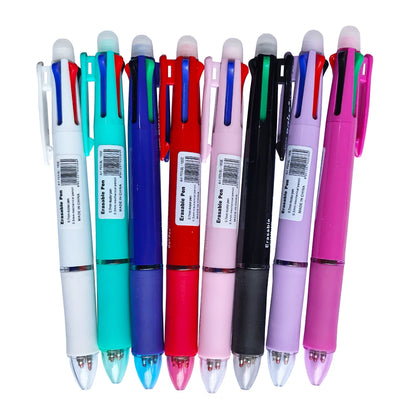 Stylo à bille multicolore effaçable 5 en 1, recharge 4 couleurs de 0.7mm et crayon automatique de 0.5mm,