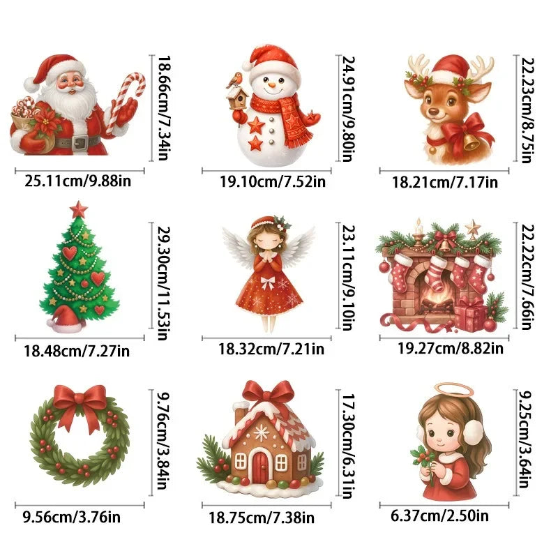 Autocollants de fenêtre de renne de noël, bonhomme de neige, flocon de neige, autocollants électrostatiques de noël, décor de joyeux noël, bonne année
