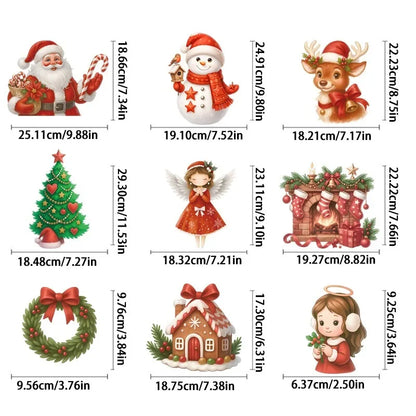Autocollants de fenêtre de renne de noël, bonhomme de neige, flocon de neige, autocollants électrostatiques de noël, décor de joyeux noël, bonne année