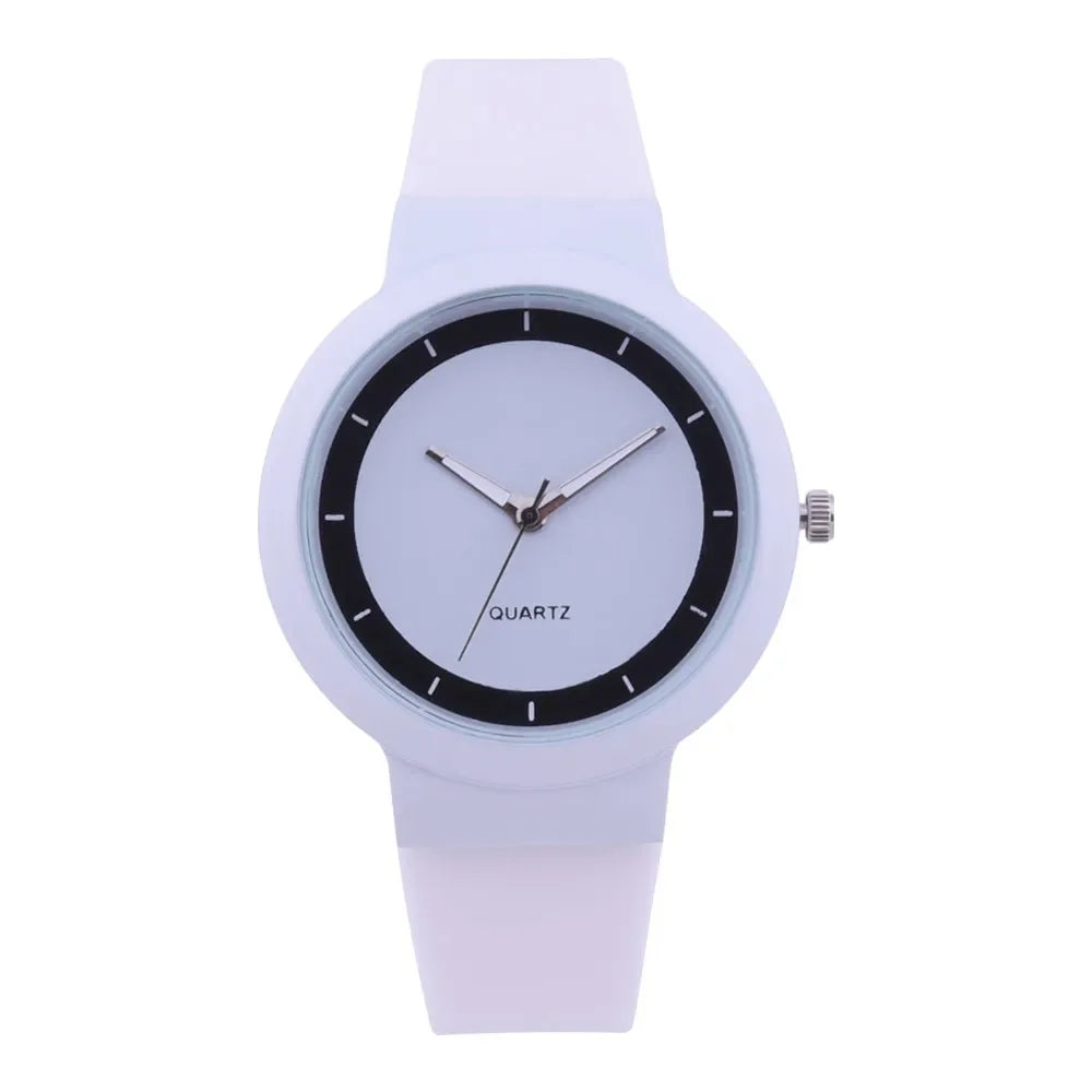 Montre-bracelet à quartz analogique pour femme, montres blanches, bracelet en silicone,