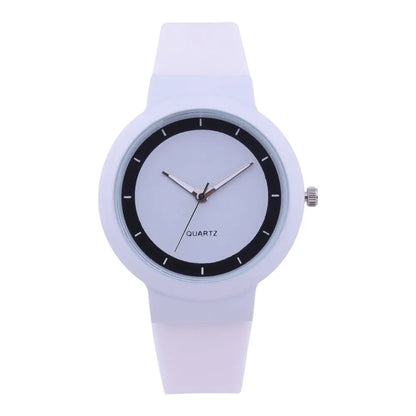Montre-bracelet à quartz analogique pour femme, montres blanches, bracelet en silicone,