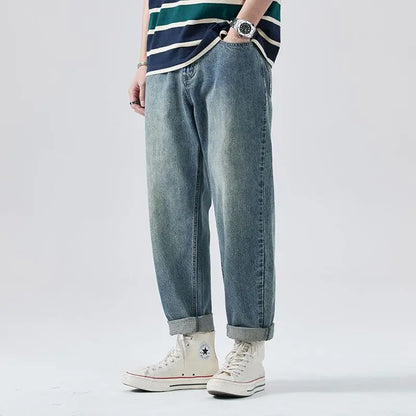 2025 nouveaux hommes d'été mince jean lâche conique décontracté rétro eau mâle coréen pantalon à la mode Streetwear hommes jean pantalon