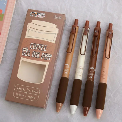 Stylo Gel 0.5mm, stylo à bille à encre de couleur noire, 4 pièces