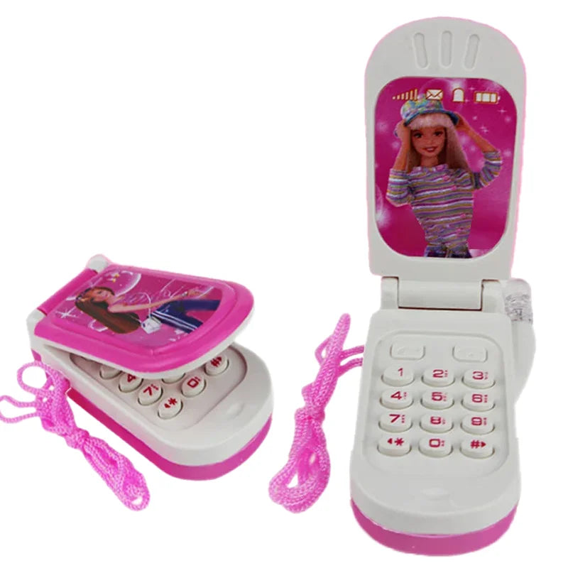 Le téléphone portable jouet électronique pour filles est mignon, son et lumière, couverture rabattable classique, cadeau de vacances à collectionner et nostalgique