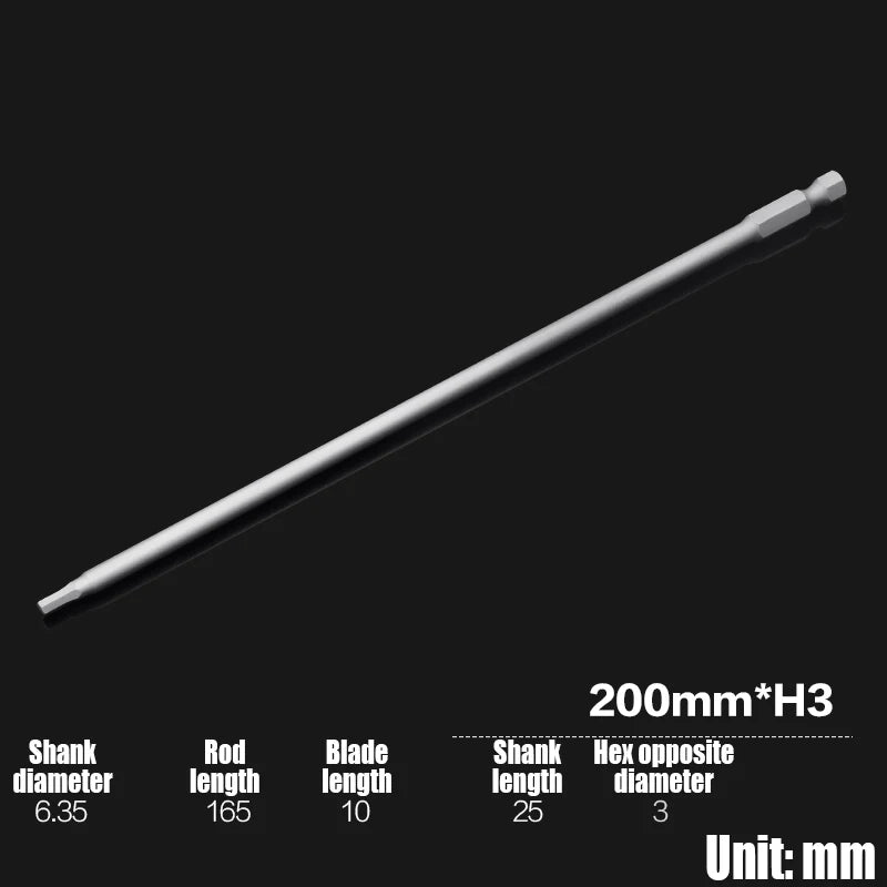 Foret Allen à tête hexagonale H2-H10, 75mm, 150mm, 200mm, embout de tournevis hexagonal électrique, tête de lot magnétique, tournevis à percussion, 1 pièce