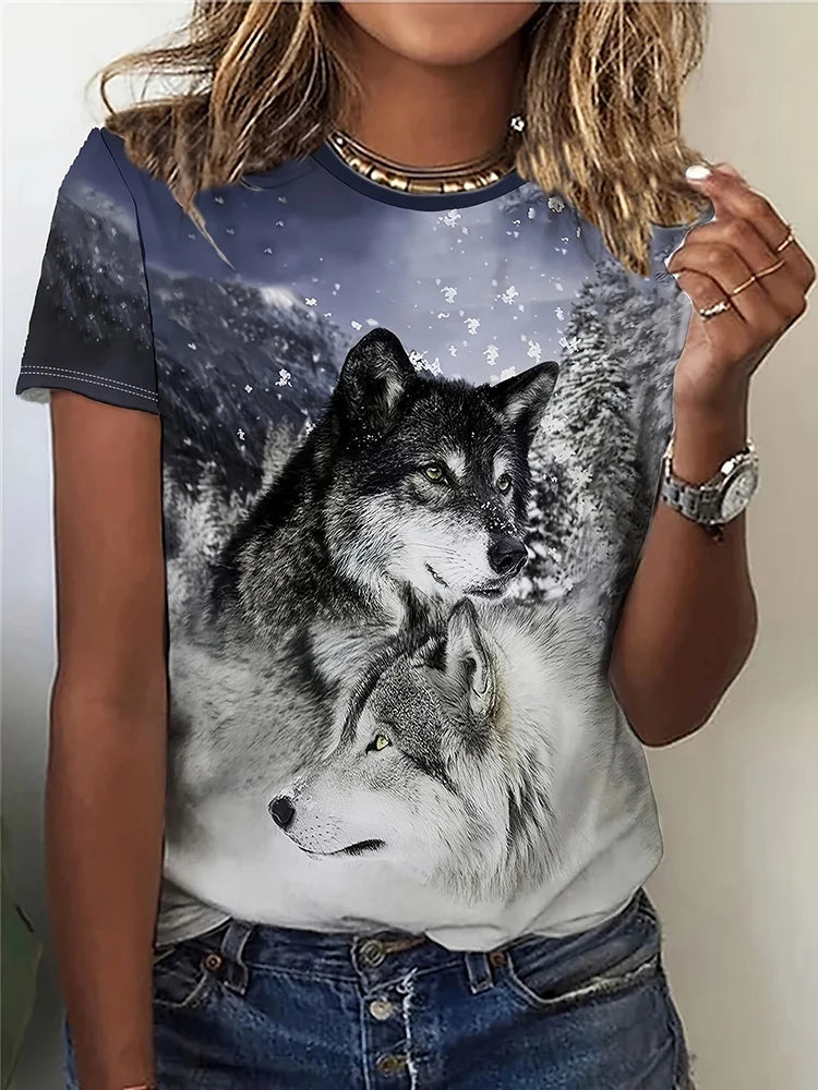 Été quotidien décontracté femmes à manches courtes haut 3D cheval imprimé femmes rue urbaine mode T-shirt amoureux des animaux T-shirt