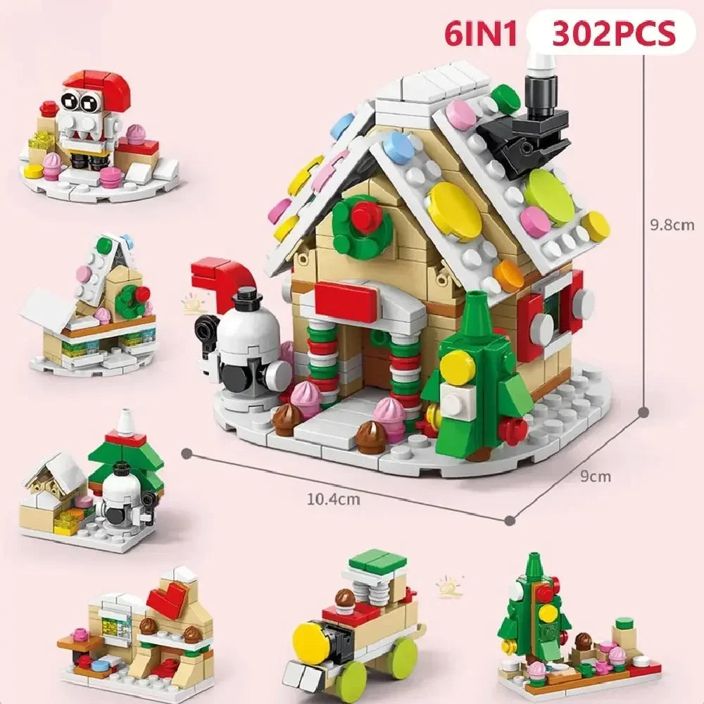 Ensemble de blocs de construction de calendrier de l'avent 2025, jouets de noël comprenant des blocs de maison de train du père noël, cadeau pour enfant garçon fille