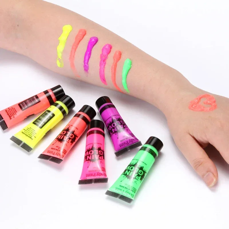 Peinture structurels ente UV Body Art pour enfants, néon, fête, festival, Halloween, cosplay, maquillage, visage, 5 pièces