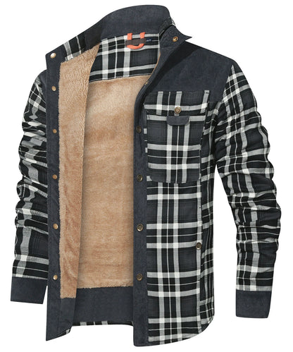 Vestes d'hiver pour hommes, coupe-vent, chaud, décontracté, manteau bombardier à carreaux, doublure Sherpa, flanelle, extérieur, classique, doux, taille américaine