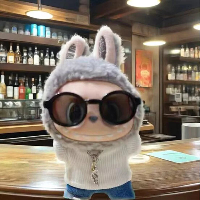 Pour V1 V2 V3 Labubu pendentifs collier en argent avec couvre-chef Labubu tenue collier accessoires