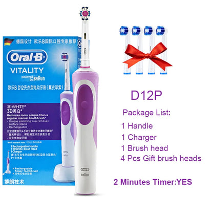 Oral B brosse à dents électrique Rotation nettoyage Oral 3D dent blanche adulte vitalité brosse à dents charge inductive + tête de brosse cadeau