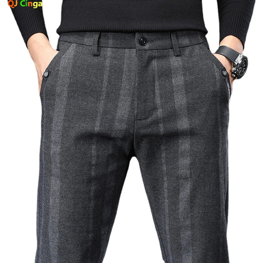 Pantalon décontracté à rayures verticales pour hommes, pantalon décontracté, gris, bleu, noir, nouveau, printemps, automne