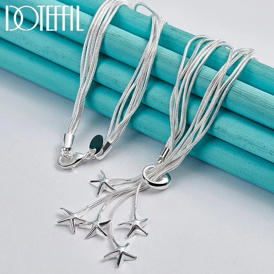 DOTEFFIL 925 en argent Sterling cinq serpent chaîne étoile de mer collier pour les femmes de fiançailles de mariage bijoux de mode