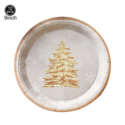 Fournitures de noël, bannière joyeux noël, ballon, bouteille de vin, autocollants, assiettes en papier jetables, pailles, décorations de fête de noël