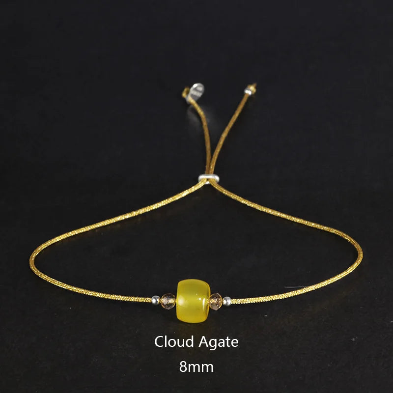 Bracelet en pierre de lune fait à la main, corde fine avec cristal naturel, perles en argent Sterling 925, Bracelets personnalisés pour femmes