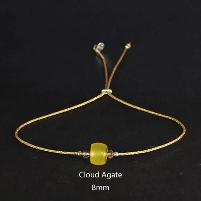 Bracelet en pierre de lune fait à la main, corde fine avec cristal naturel, perles en argent Sterling 925, Bracelets personnalisés pour femmes