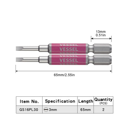 VESSEL-Jeu d'embouts de tournevis pour Phillips et vis à fente, embout magnétique à tête unique, accessoires pour outils à main, série NO.GS16