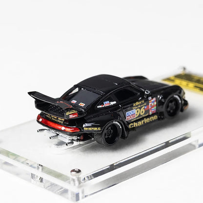 IG Ignition 1: 64 RWB 993 noir, étiquette dorée à queue haute, modèle de voiture en résine, ornement de collection