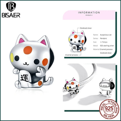 BISAER 925 en argent Sterling mignon chien breloque perle teckel animal de compagnie pendentif platine plaqué ajustement femmes Bracelet à bricoler soi-même bijoux fins