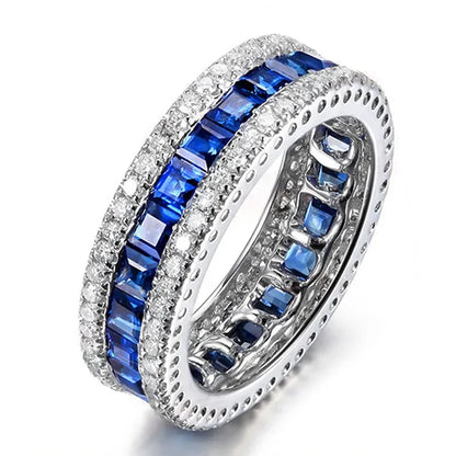 FCGJHW – bague spinelle en saphir rubis pour femmes, rouge clair, bleu, Zircon, anneaux ronds Vintage, bandes de mariage en argent S925, bijoux fins